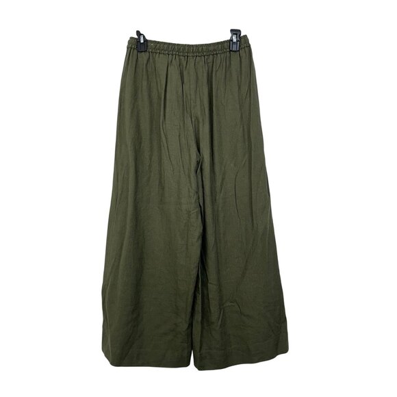 Max Studio London Womens Wide Leg Pants Size S Green Linen Blend Elastic Waist - Picture 10 of 12